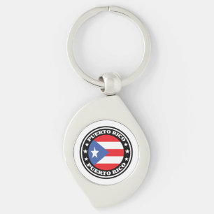 Puerto Rico National Flag Round Logo Keychain