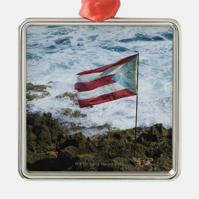 Puerto Rico, Old San Juan, flag of Puerto rice Metal Ornament (Front)