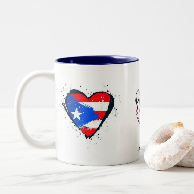 Puerto Rico Pa que tu lo sepas Two-Tone Coffee Mug (With Donut)