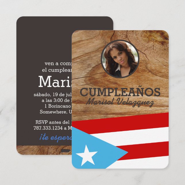 Puerto Rico Party: Flag: Personalized Photo Invitation (Front/Back)