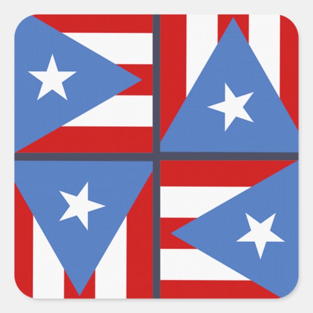 Puerto Rico Party Theme: Bold Flag Square Pattern Square Sticker (Front)
