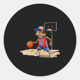 Puerto Rico Patriotic Flag Boricua Fun Basketball  Classic Round Sticker
