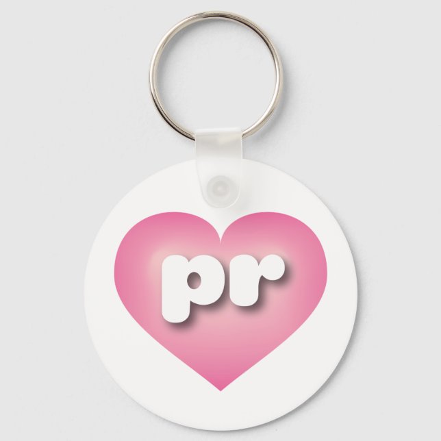 Puerto Rico Pink Fade Heart - I love PR Keychain (Front)