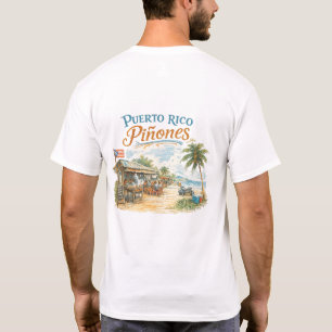 Puerto Rico Piñones Kiosks Vintage Sketch T-Shirt