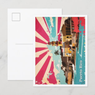 Puerto Rico Pop Art Travel Illustration Postcard