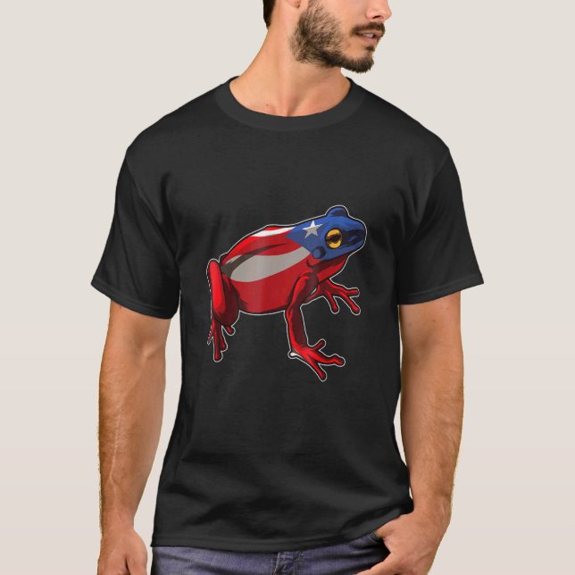 Puerto Rico Pride Coqui Frog with Boricua Flag T-Shirt (Front)