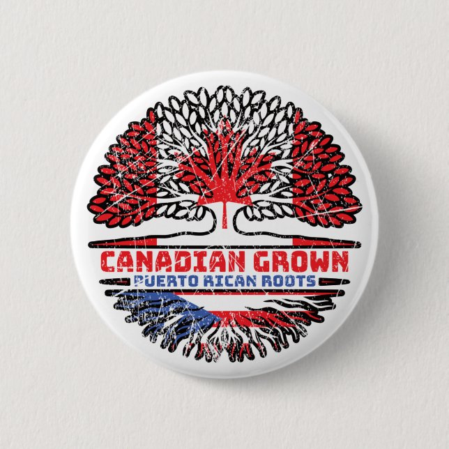 Puerto Rico Puerto Rican Canadian Canada Roots 2 Inch Round Button (Front)