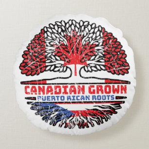 Puerto Rico Puerto Rican Canadian Canada Roots Round Pillow