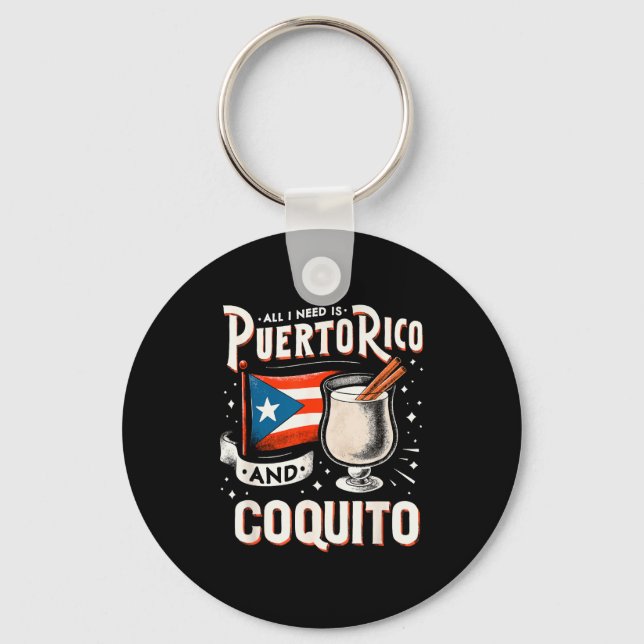 Puerto Rico Puerto Rican Eggnog Christmas Rum Coqu Keychain (Front)