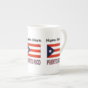Puerto Rico Puerto Rican Flag Blue Personalization Bone China Mug