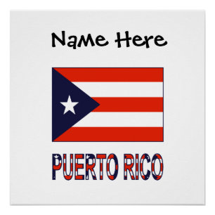 Puerto Rico Puerto Rican Flag Blue Personalization Poster