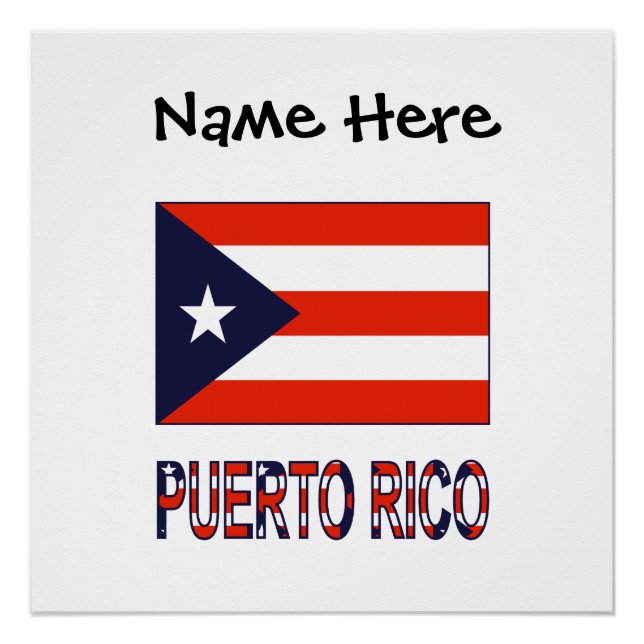 Puerto Rico Puerto Rican Flag Blue Personalization Poster (Front)