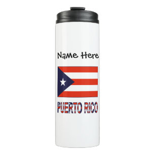 Puerto Rico Puerto Rican Flag Blue Personalization Thermal Tumbler