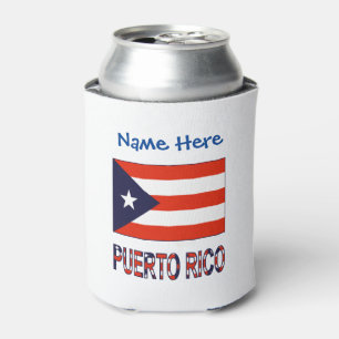 Puerto Rico Puerto Rican Flag Blue Personalized Can Cooler