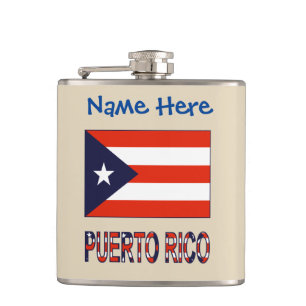 Puerto Rico Puerto Rican Flag Blue Personalized Hip Flask
