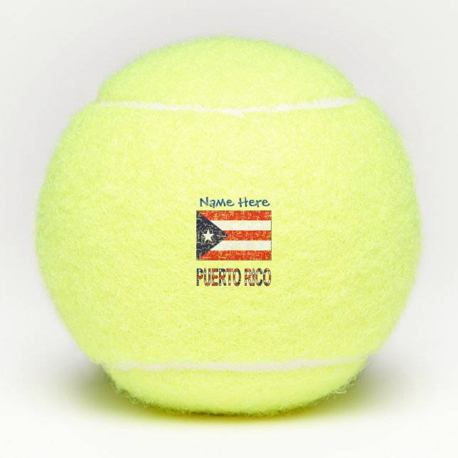 Puerto Rico Puerto Rican Flag Blue Personalized  Tennis Balls (Front)