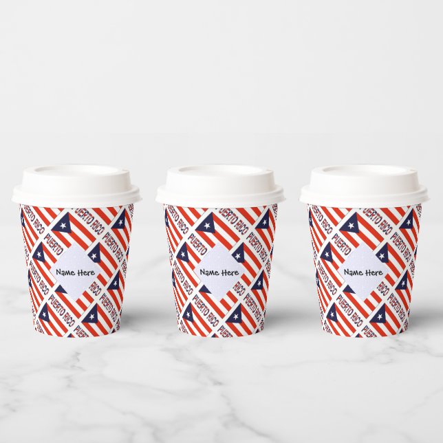 Puerto Rico Puerto Rican Flag Tile Personalized Paper Cups (Multi)