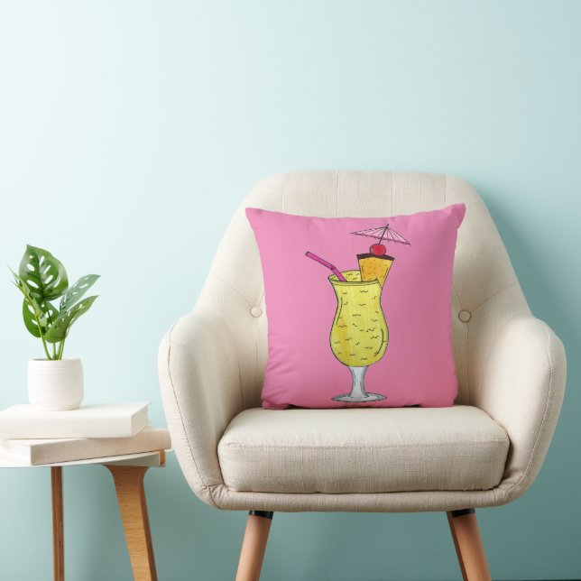 Puerto Rico Puerto Rican Piña Colada Cocktail Throw Pillow (Chair)
