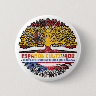 Puerto Rico Puerto Rican Spain Spanish Tree Roots 2 Inch Round Button