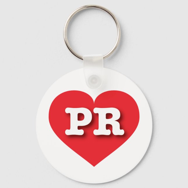 Puerto Rico Red Heart - I love PR Keychain (Front)