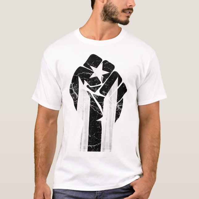 Puerto Rico Resiste Black Flag  T-Shirt (Front)