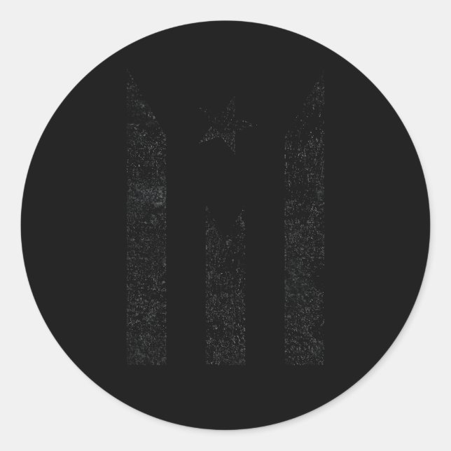 Puerto Rico Resiste Boricua Black Flag Classic Round Sticker (Front)