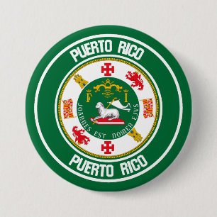 Puerto Rico Round Emblem 3 Inch Round Button