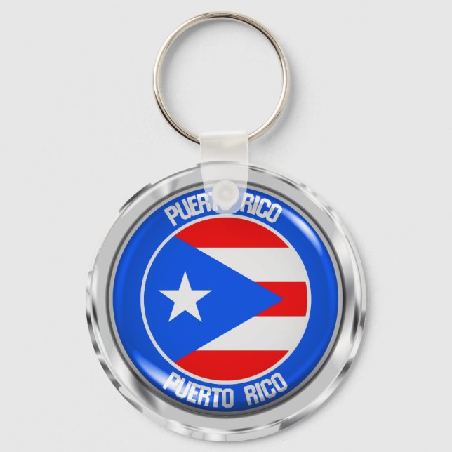 Puerto Rico Round Emblem Keychain (Front)