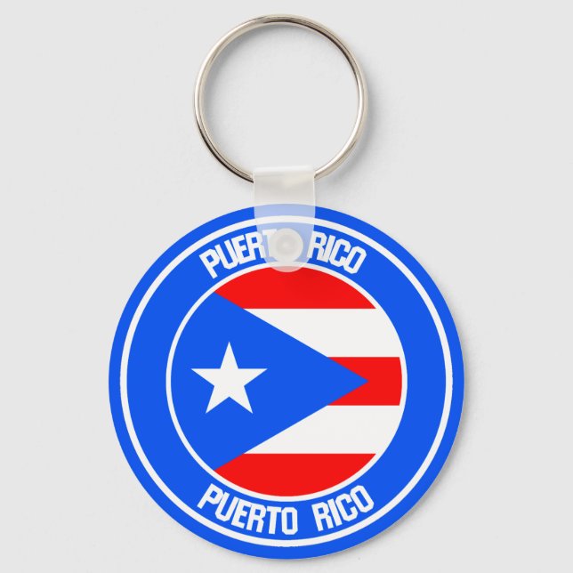 Puerto Rico Round Emblem Keychain (Front)