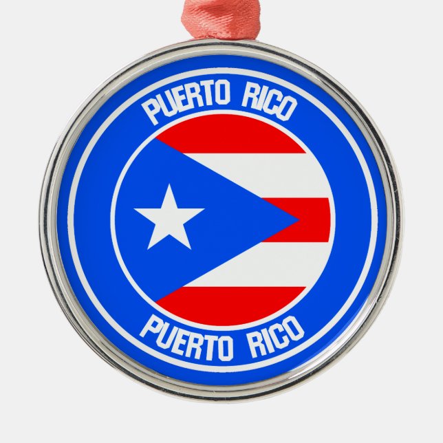 Puerto Rico Round Emblem Metal Ornament (Front)