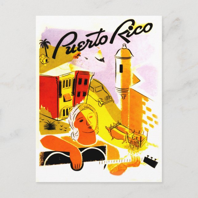 Puerto Rico, San Juan city. guitar player Postcard (Front)
