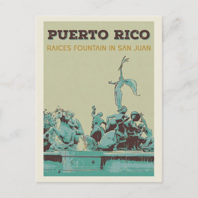 Puerto Rico, San Juan, Raíces Fountain Postcard (Front)