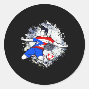 Puerto Rico Soccer Puerto Rican Flag Proud Footll  Classic Round Sticker