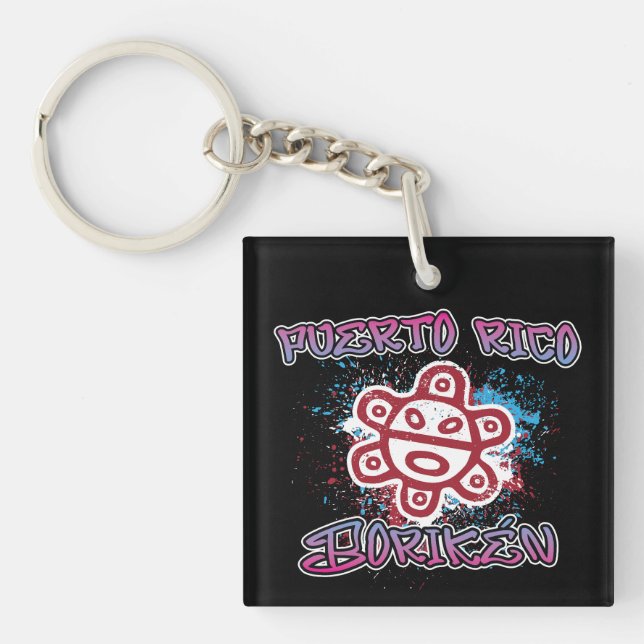 Puerto Rico Taíno Street Art Graffiti Keychain (Front)