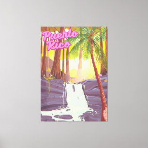 Puerto Rico Tropical Palm travel poster Canvas Print
