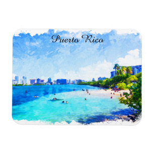 Puerto Rico Tropical Watercolor Painting Magnet