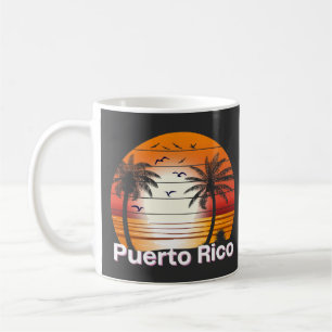 Puerto Rico Vintage Palm Trees Summer Beach Coffee Mug
