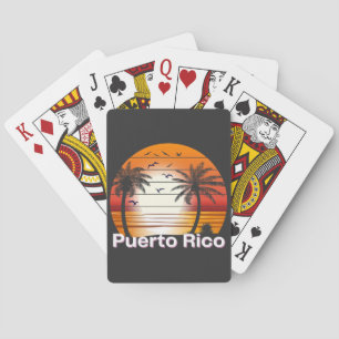 Puerto Rico Vintage Palm Trees Summer Beach Playing Cards