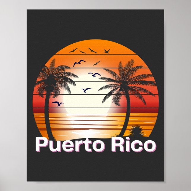 Puerto Rico Vintage Palm Trees Summer Beach Poster (Front)