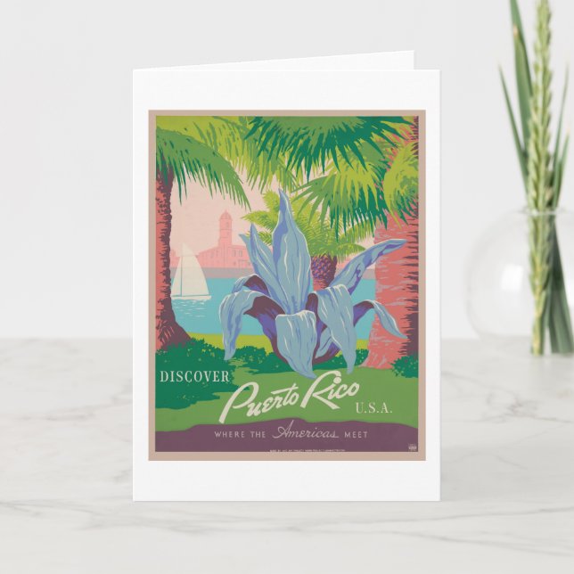 Puerto Rico Vintage Travel Poster Card (Front)