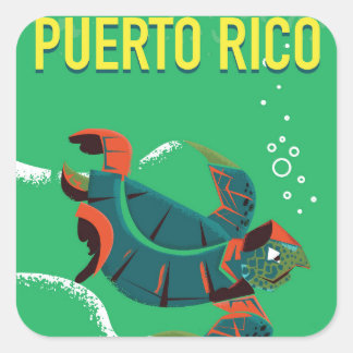 puerto rico vintage travel poster square sticker