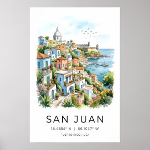 Puerto Rico Watercolor Print San Juan Harbor Scene