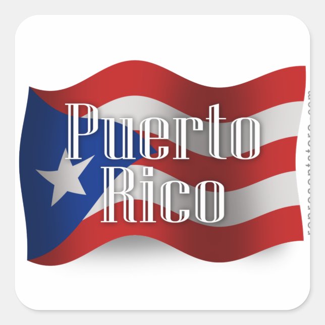 Puerto Rico Waving Flag Square Sticker (Front)