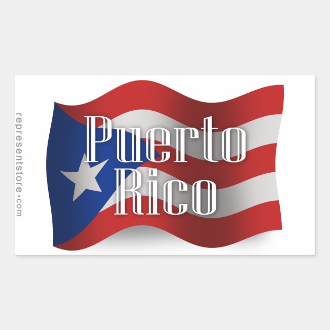 Puerto Rico Waving Flag Sticker (Front)