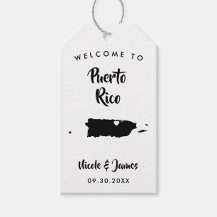 Puerto Rico Wedding Welcome Bag Tags, Map Gift Tags