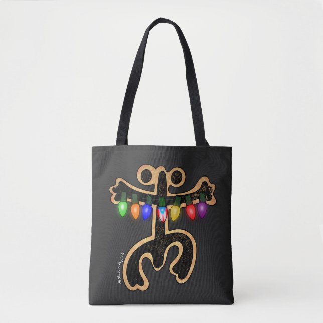 Puerto Rico Xmas Coqui Taino Symbol Boricua Flag Tote Bag (Front)