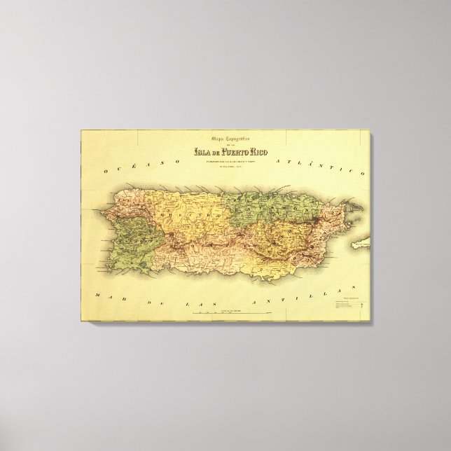 Puerto RicoPanoramic MapPuerto Rico Canvas Print (Front)