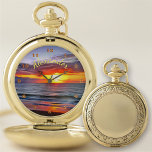 Puerto Sunset 1739 Pocket Watch<br><div class="desc">Painting “Puerto Sunset 1739” Collection
Personalize on the product page or click the "Customize" button for more design options Outer casing - Gold or Silver. Design created from my painting "Puerto Sunset 1739" capturing a beautiful sunset in Puerto Vallarta, Jalisco, Mexico. Matching products are available in this collection.</div>