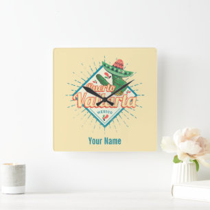 Puerto Vallarta Jalisco Mexico dancing cactus Lugg Square Wall Clock