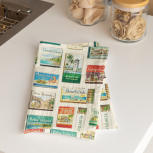 Puerto Vallarta Matchbook Pattern Tea Towel